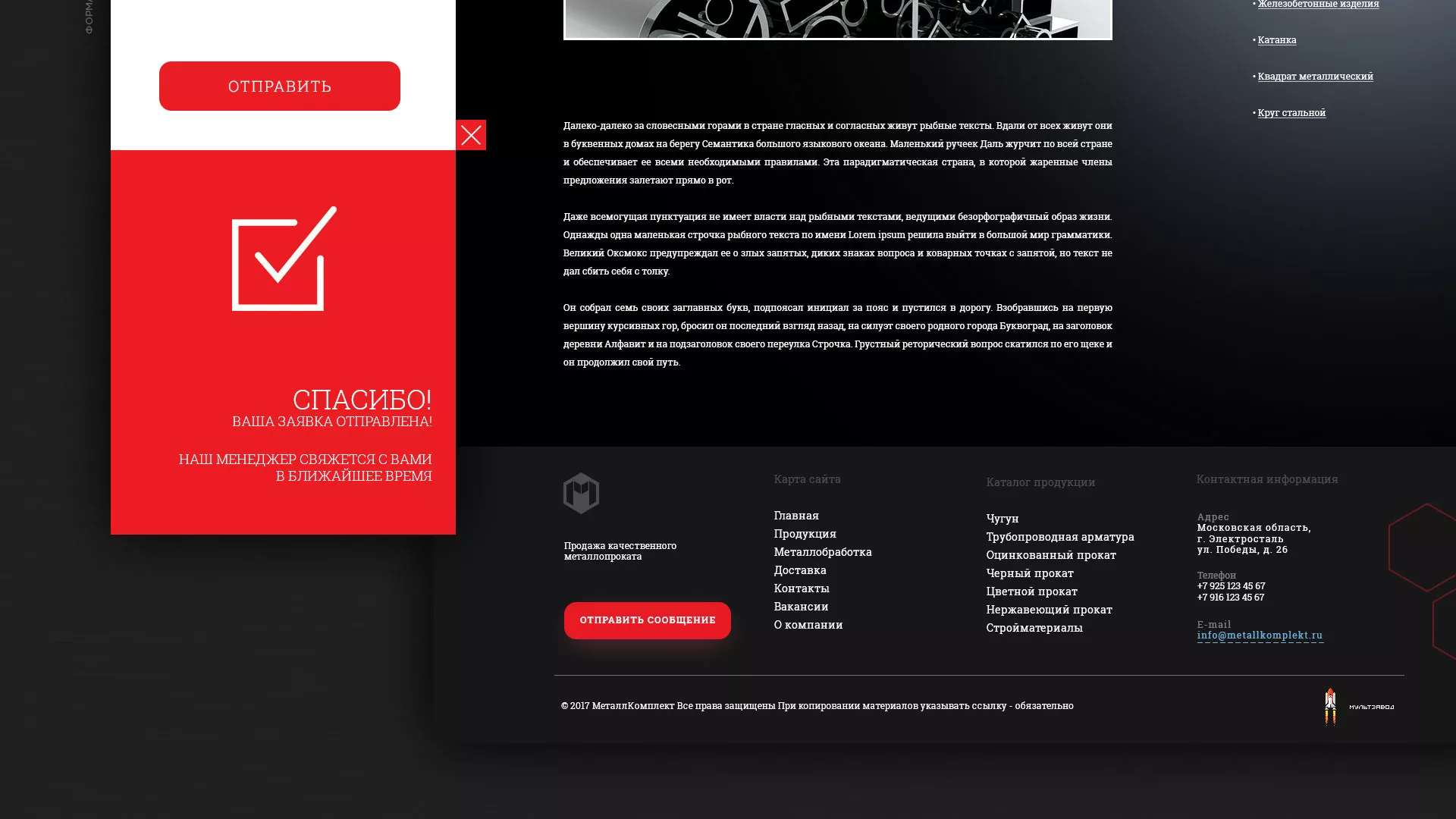 Разработка сайта по продаже металлопроката в Называевске