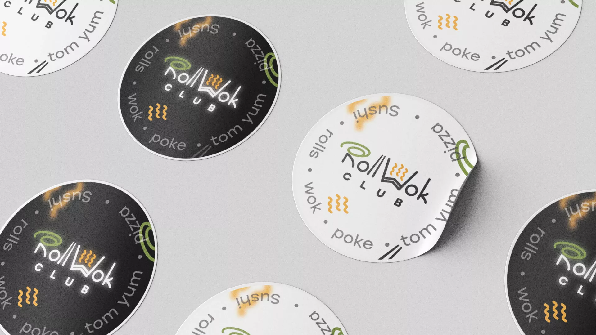 Разработка наклеек для суши-бара «Roll Wok Club» в Называевске